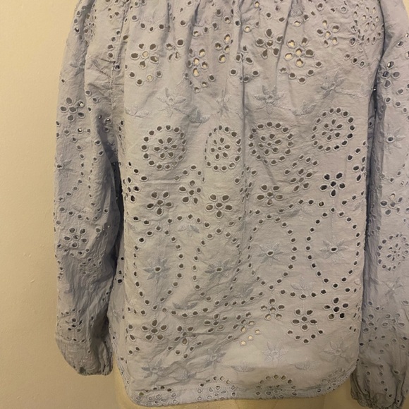 Light Blue Eyelet Women's Top - Picture 3 of 3